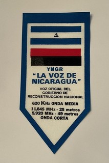 Rare & Vintage 'La Voz De Nicaragua' 7" QSL Shortwave Radio Pennant Fabric