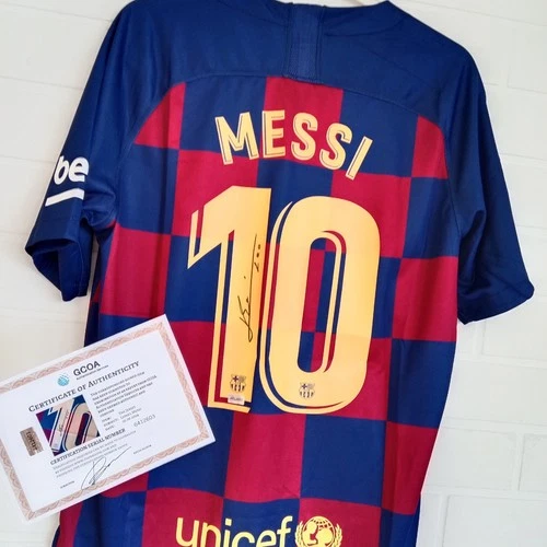 Lionel Messi Hand Signed 2019/20 Barcelona Soccer Jersey With COA Messi Auto