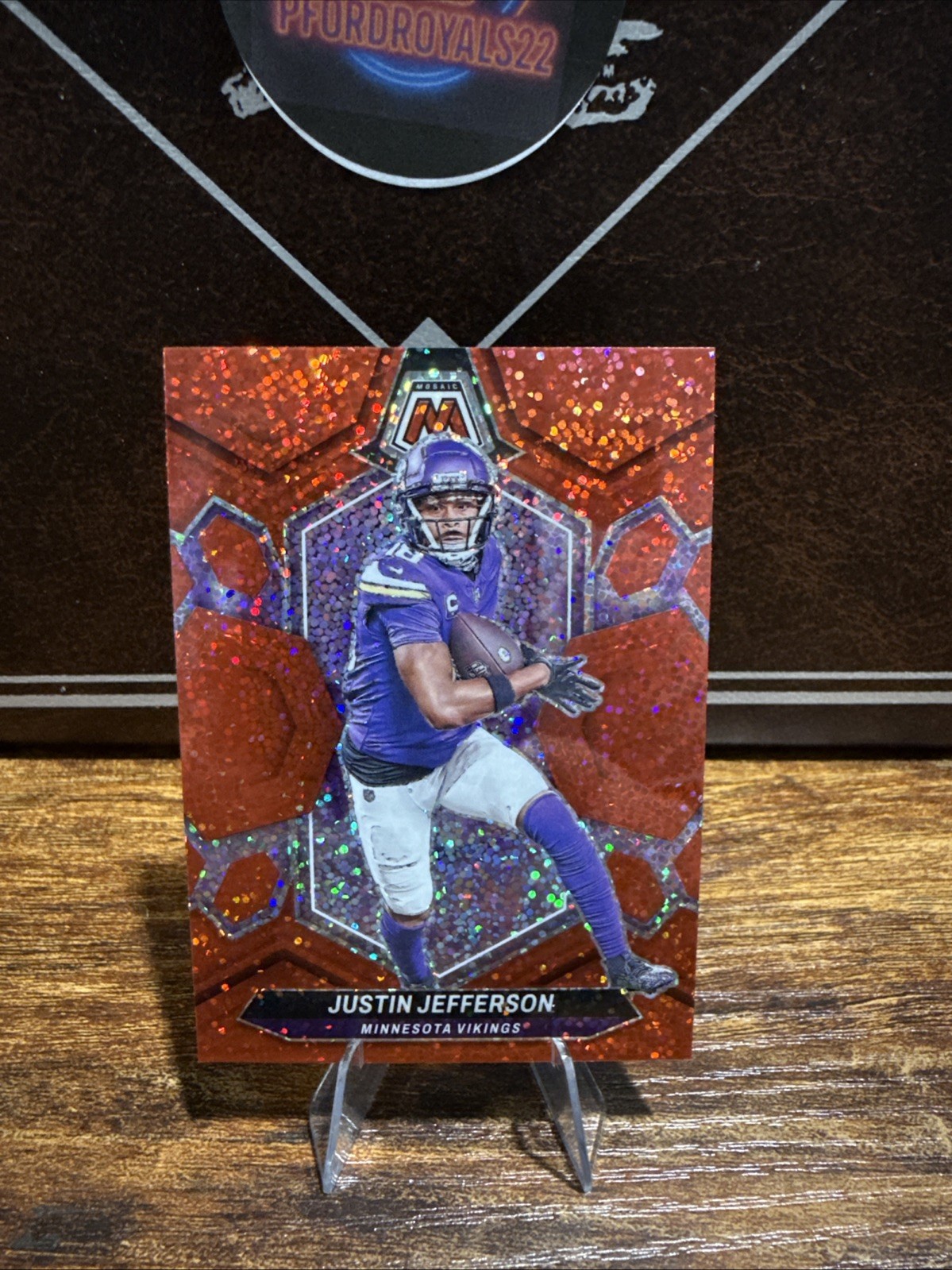 2024 Mosaic Justin Jefferson Red Sparkle Prizm SP #143 Vikings