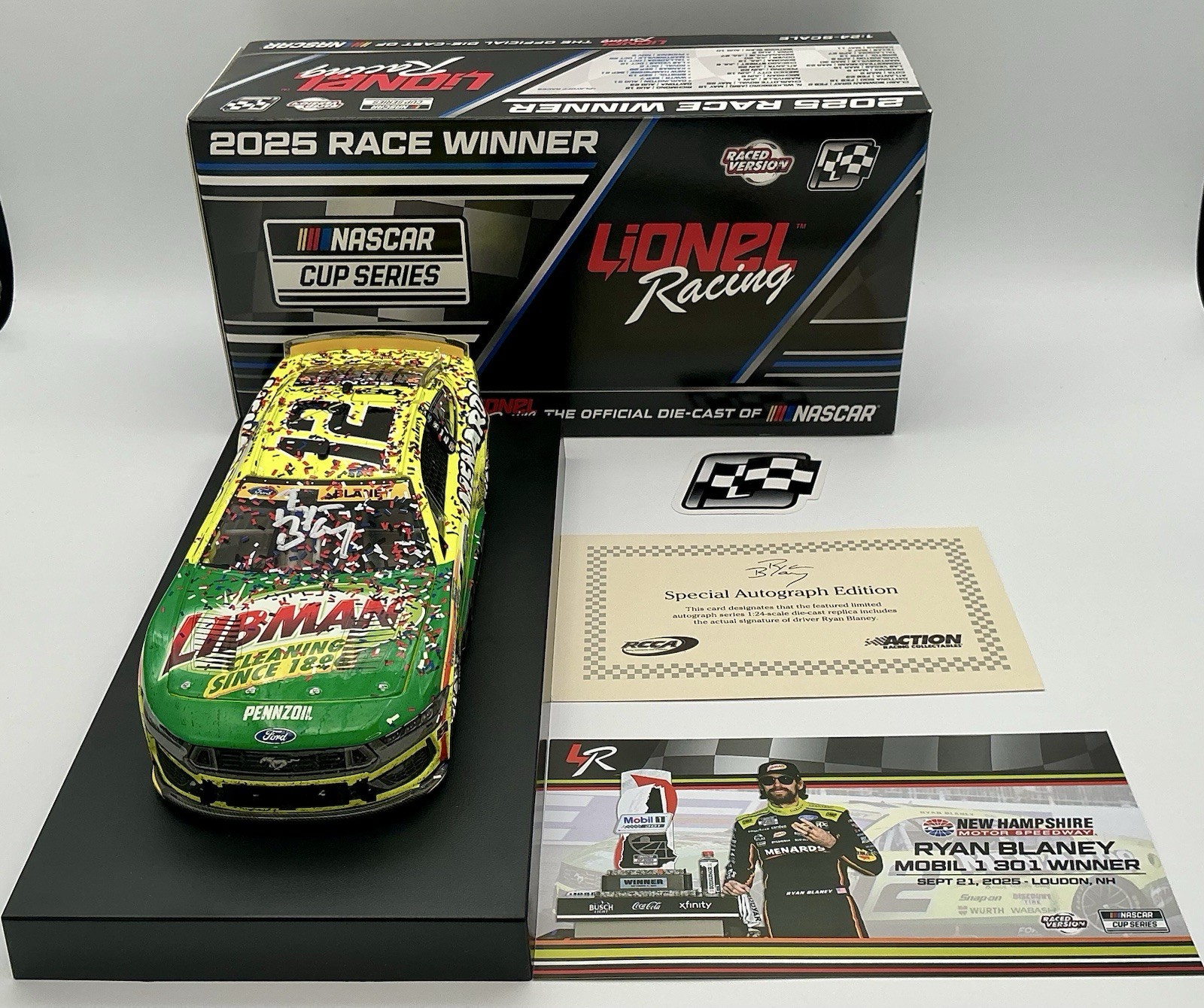 2025 1/24 #12 Ryan Blaney Menards/Libman New Hampshire Win AUTO Mustang 1 of 120