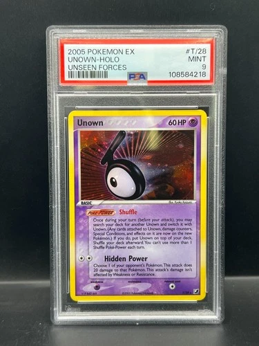 Pokemon PSA 9 MINT Unown T/28 EX Unseen Forces Holofoil Rare 2005 S#4218