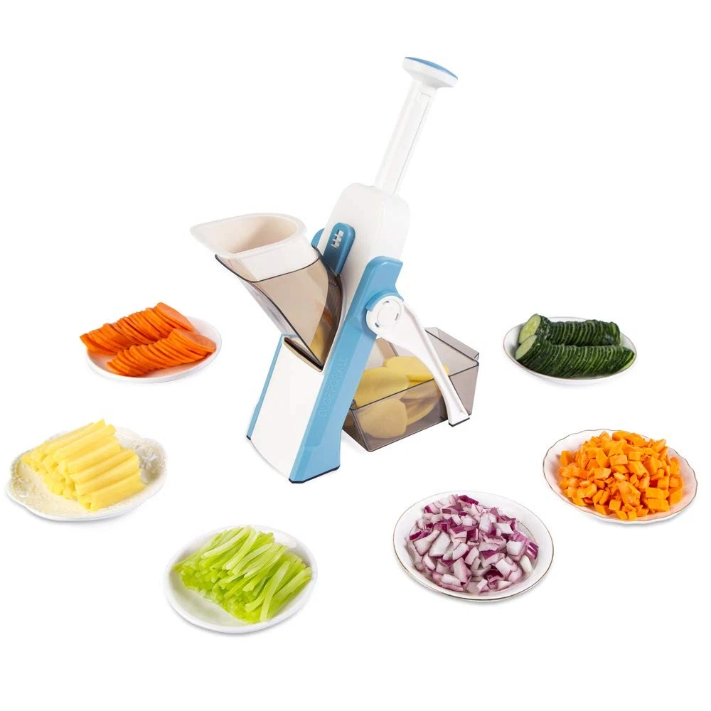 Safe Mandoline Slicer 5 in 1 Vegetable Cutter, Strips Julienne Dicer Adjustab...