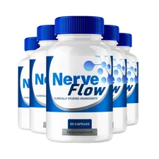 5-Pack Nerve Flow Capsules – NerveFlow Natural Glycogen Support - 300 Capsules