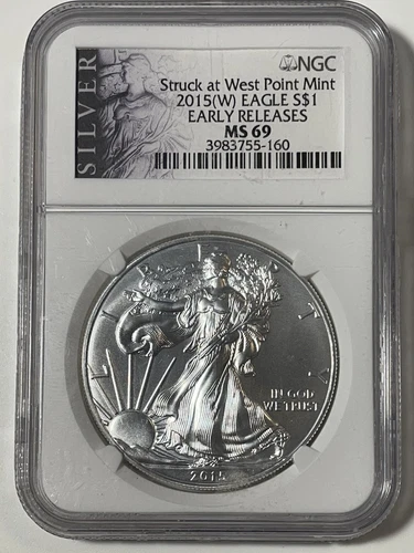 2015 W $1 Silver Eagle - MS69 -  Early Releases Struck At West Point S$1 NGC
