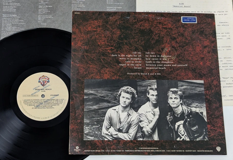 A-Ha - Memorial Beach BRAZIL 1st press PROMO Lp 1993 - Image 2 of 4