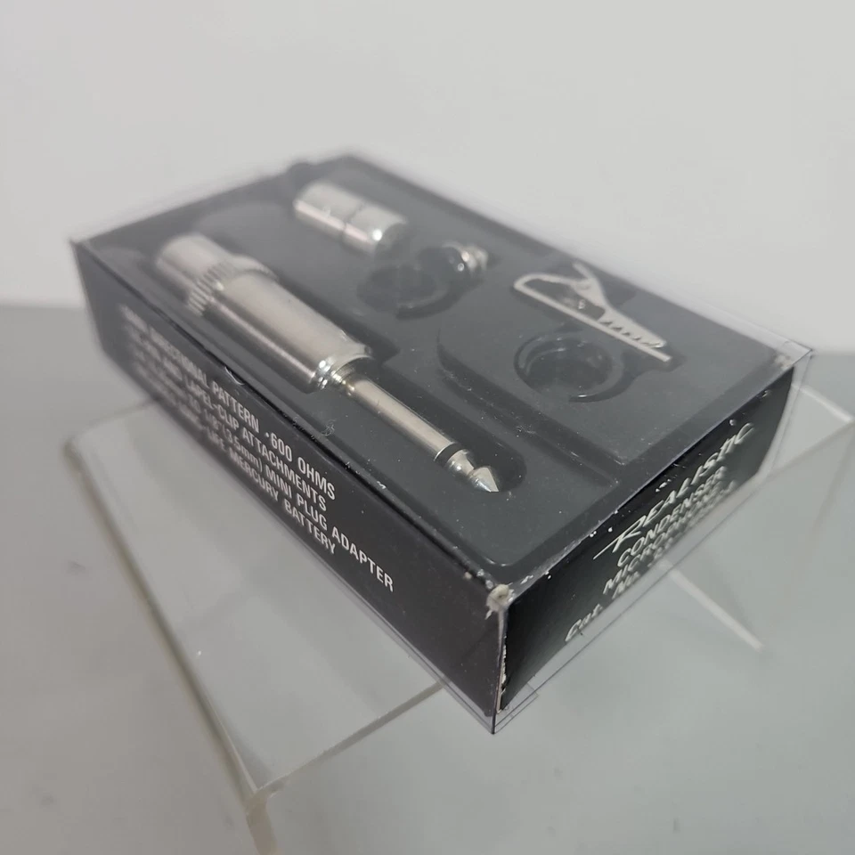 Vintage Realistic 33-1056A Condenser Microphone Tie Clip Lapel Pin Original Box - Image 3 of 3