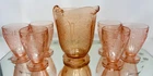 Vintage Jeannette Pink Depression Cherry Blossom Pitcher and Tumbler Set