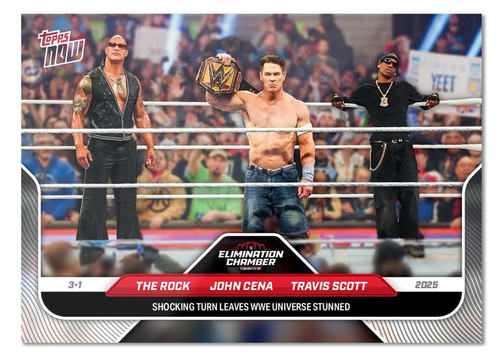2025 Topps Now WWE #27 The Rock John Cena Travis Scott Elimination