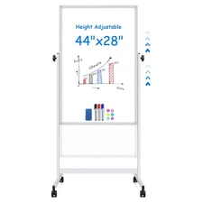 Rolling White Board 48 x 24 Height Adjustable Whiteboard on Wheels Large Magn...