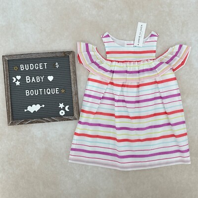 NWT JANIE AND JACK California Garden Stripe Cold Shoulder Dress Size 2T