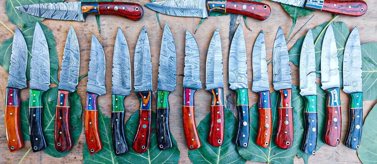 Custom Hand Forged Damascus Knifes, Set of 20