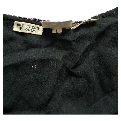 Frank Usher London silk top large sequin & beaded vintage gold orange on black - Picture 6 of 15