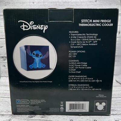 Disney Stitch Mini Fridge Thermoelectric Cooler - Holds Up To 6
