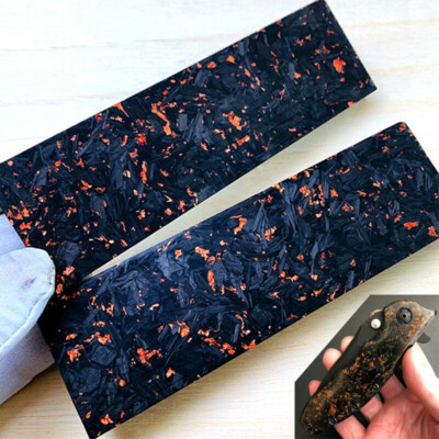 2PACK Black Marbled Knife Handle Carbon Fiber CF With Copper Powder Resin Scales