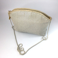 La Regale Metal Mesh Purse Shoulder Bag with Chain Strap White Vintage