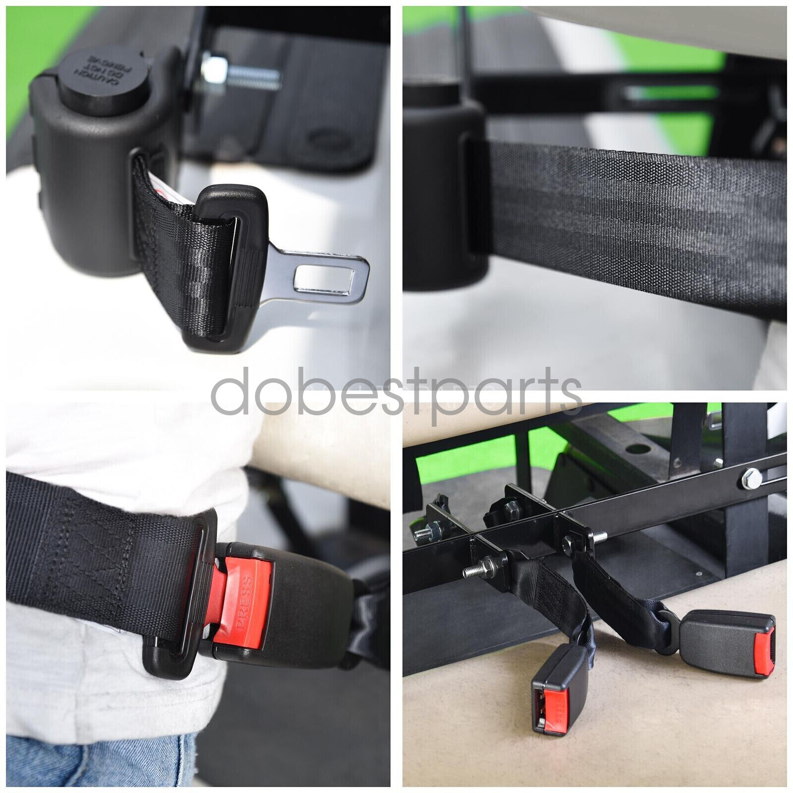 Universal Golf Cart Retractable 4 Seats Belts Mounting Bracket Kit Set Club Car