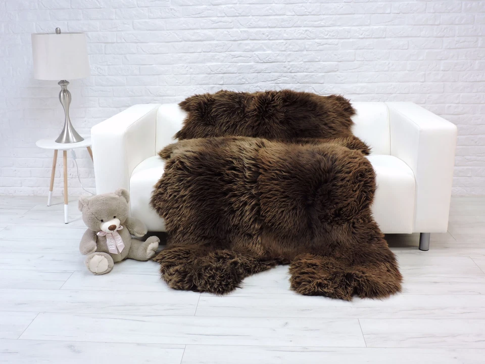 Tapis En Peau D'Ours Brun Géant Épais En Laine Tapis Shag Tapis D'Area 778 - Photo 2/4