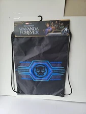 Marvel Wakanda Forever Black Panther - Black Drawstring Cinch Sack, Bag - New