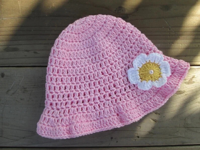 Crochet Baby Sun Hat Pink