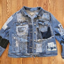 Patched Denim Jean Jacket - One Of A Kind Look Upcycled/Recycled 