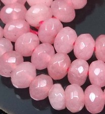 6x4mm Pink Jade Faceted Rondellel Beads 15.5"