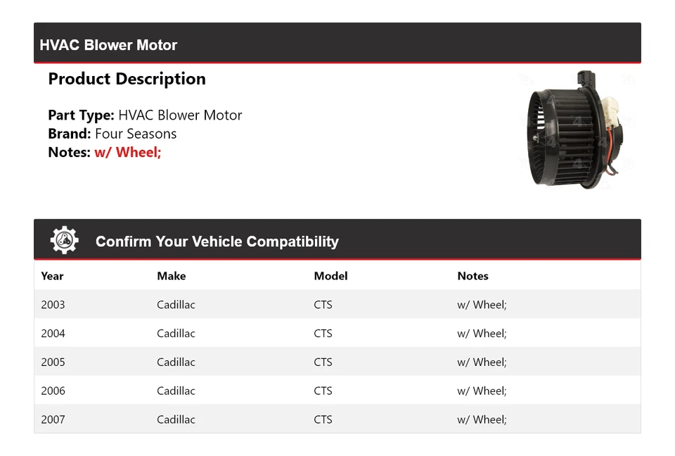 Motor de soprador HVAC Cadillac CTS 2003-2007 4 estações 2004 2005 2006 - Imagem 2 de 4
