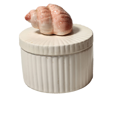 Fitz＆Floydヴィンテージレモントリンケットボックスとリブプレートセット Fitz & Floyd Ceramic Ribbed Trinket Powder Box Seashell Lid Japan