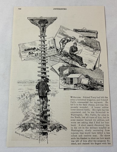 1894 magazine engraving ~ ATTACK ON SIGNAL STATION, Petersburg, Va
