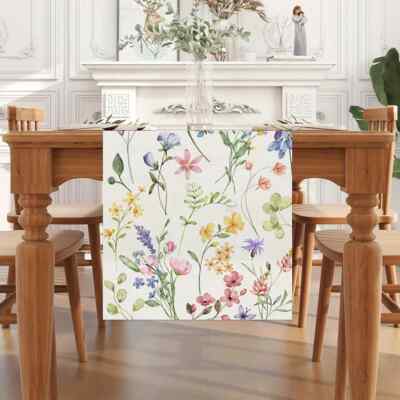 Flowers Spring Table Buffet Runner Spring Summer Easter 13x48''