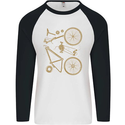 Fahrrad Teile Fahrrad Cyclist Fahrrad Lustig Herren L/S Baseball Maglietta