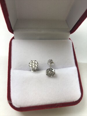 14 Kt Weißgold & echter Diamant, Ohrstecker mit Schraubverschluss
