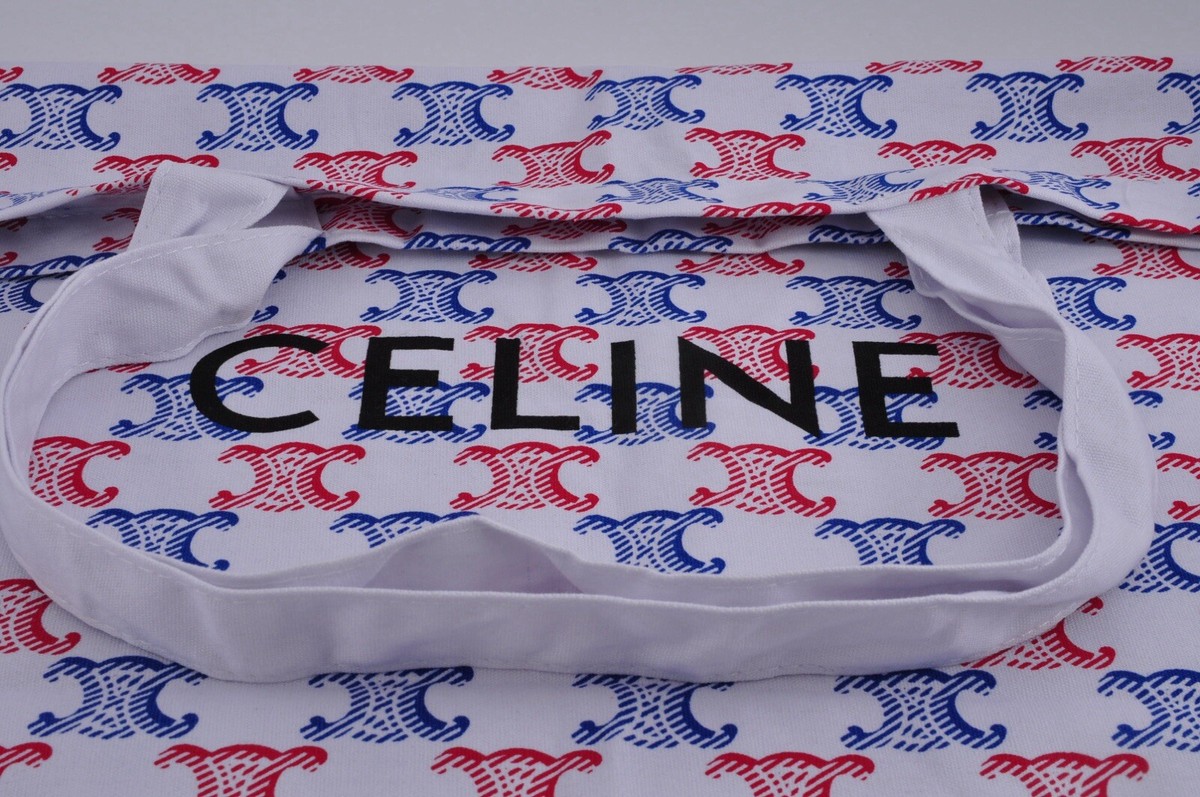 CELINE Canvas Tote Bag Novelty Eco Bag Tricolor L size 19