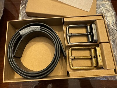 COACH / ベルト/レザー/BLK/メンズ/F55434 Coach F55434 Wide Leather Two Buckles U Cut to Fit Reversible Belt