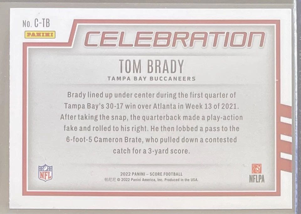 Tom Brady Celebration 2022 Panini Score Football #C-TB Tampa Bay NFL Card - Image 2 of 2