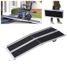 8FT Foldable Wheelchair Ramp 600 LBS Capacity Non-Skid Aluminum Entry Ramp