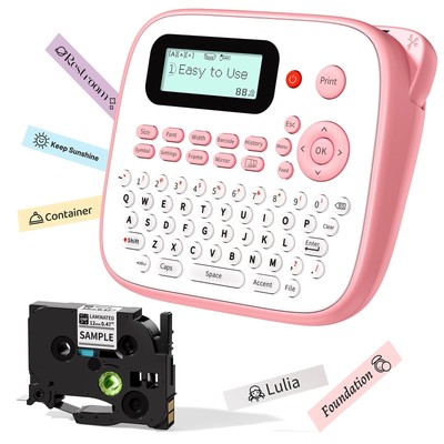 Pink Label Maker Machine, Portable Cute Label Maker for Kids with Waterproof-...