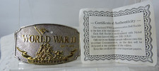 WWII Commemorative Belt Buckle Nickel silver with 24 K gold has COA