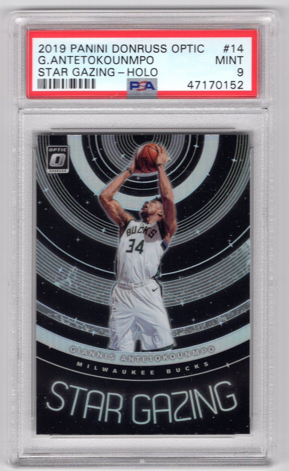 Giannin Antetokounmpo #14 PSA 9 Star Gazing Holo 2019 Panini Donruss Optic