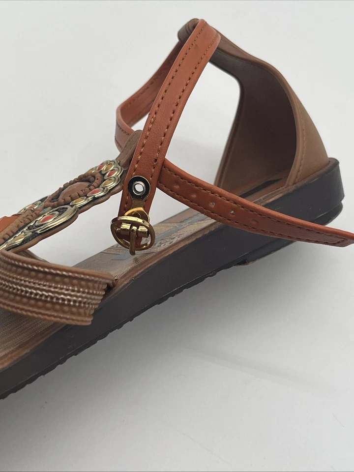 Sandalias bohemias para mujer Montego Bay Club con estampado de gemas y cuentas talla 8 Foto 3 de 4