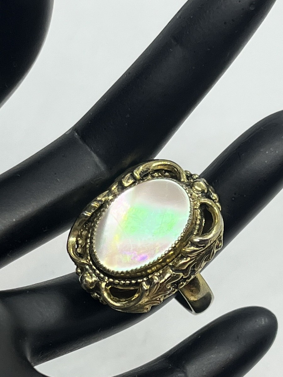 Whiting&Davis ホワイティング&デイビススカーフ ゴールド 70年代 Whiting and Davis gold tone vintage mother of pearl ring