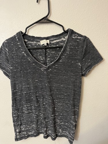 Lucky Brand Womens T-Shirt Tie-back Gray V-Neck Lightweight Size XS