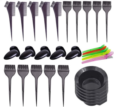 30Pcs 6Sets Hair Dye Color Brush,Bowl,Ear Cover,And Hair Clip Sets,Perfect Tools