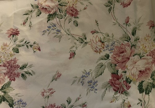 Waverly Fieldcrest Belle Rive Twin Flat Sheet Vtg Ruffled Eyelet Floral Roses - Picture 4 of 6