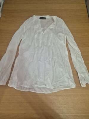 Hallhuber Size 10 White Long Sleeve Blouse