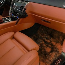Genuine Sheepskin Floor mats Fits Rolls Royce Cullinan Brown Black Tipped