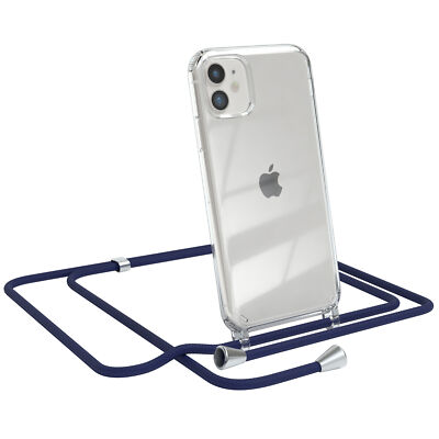Für Apple iPhone 11 Hülle mit Kette Band Seil Handy Soft Case zum Umhängen Blau