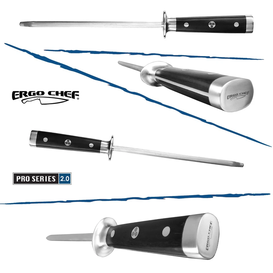 Ergo Chef Pro Series 2.0 Knife Sharpening Honing Steel Rod Pakkawood Handle 9-In - Image 3 of 4