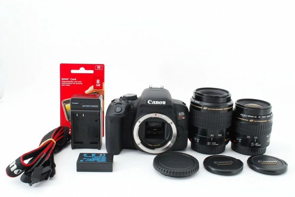 Canon EOS Rebel T7i / 800d / Kiss X9i 24.2MP 35-80 / 80-200mm [ EXC Con /  8GB SD