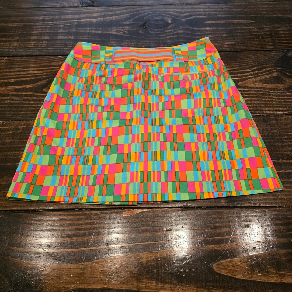 Falda corta de golf para mujer Liz Claiborne talla brillante colorida geométrica talla 10  Foto 4 de 4