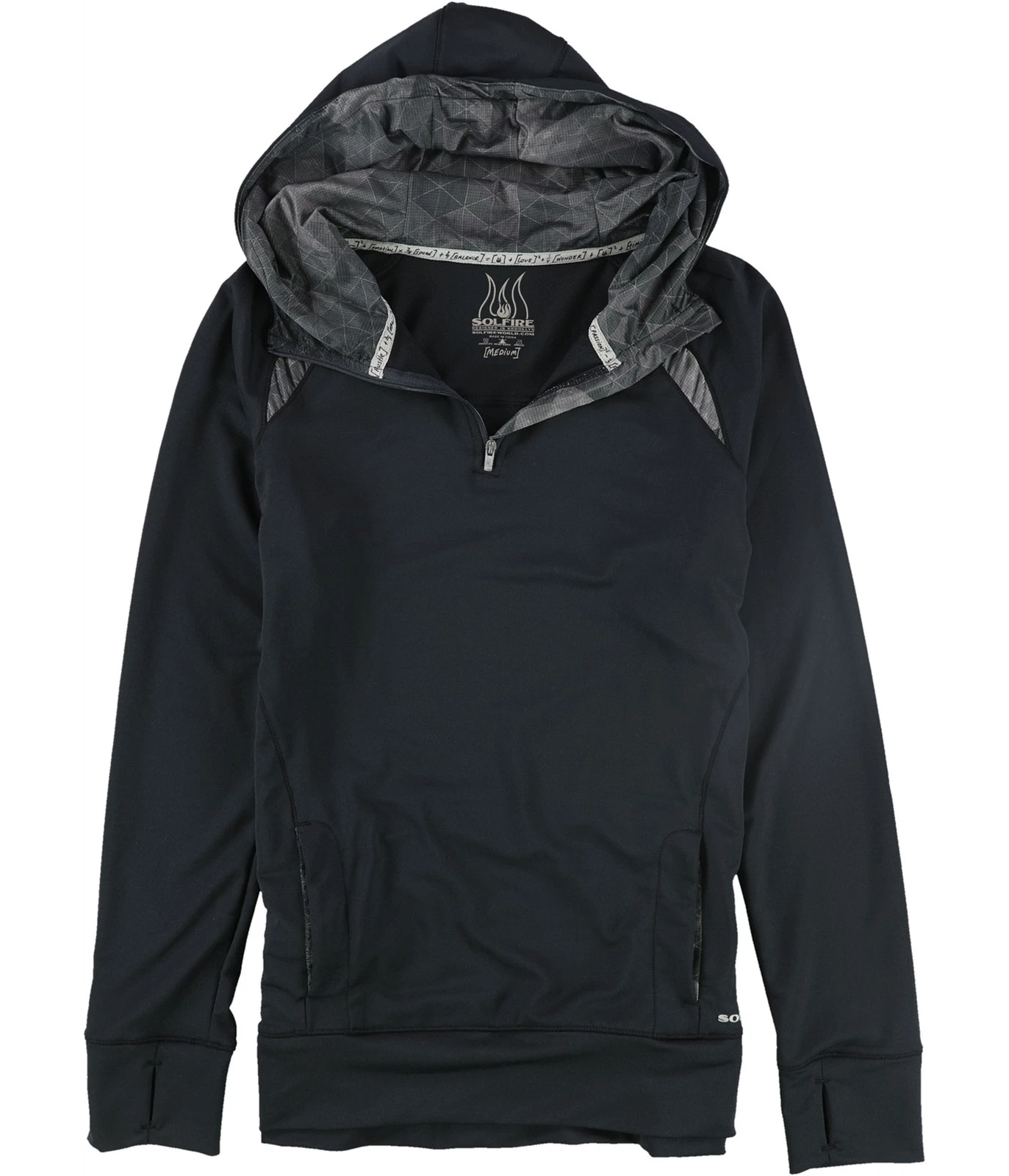 SOLFIRE Womens Accelerate Hoodie Sweatshirt, black, M
